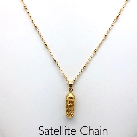 Gold Unisex Mezuzah on Satellite or Wheat Chain, 15” to 33”, Gift Boxed, NEW! - Picture 4 of 8